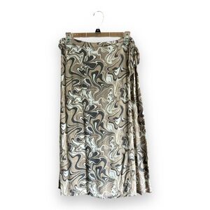 Y2K midi wrap skirt with swirled design